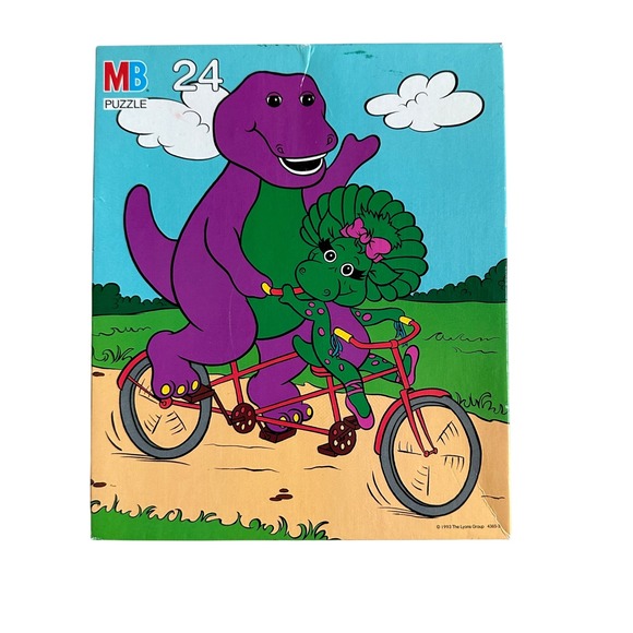 Vintage 1993 Barney and Babybop 24 Piece Complete‎ Puzzle Toddler Bicycle - Picture 1 of 6